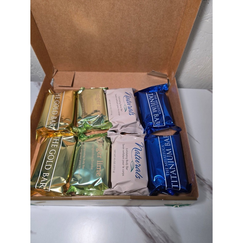 Melaleuca Bath Bar Gift Set 8 Bars Gold Titanium Exfoliating Ginger Lime